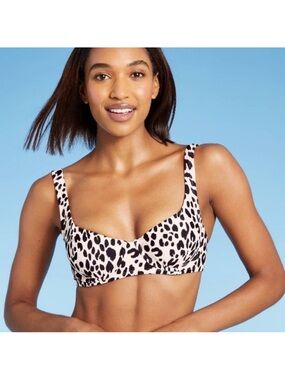 NEW Kona Sol Leopard Print Underwire Bikini Top Size Small